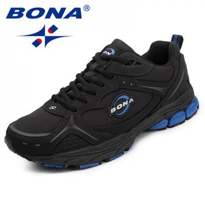 Bona klassiekers stijl mannen hardloopschoenen veter mannen sportschoenen lederen mannen buiten jogging sneakers comfortabel 220606