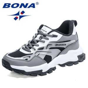 Bona Designers Sport Chaussures Man Breathable Walking Mesh Lace Up Up Light Flats Sneaker Men Running Jogging Chaussures Mansculino 240329