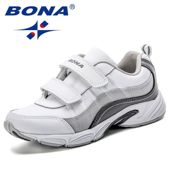 BONA nouveauté Durable enfants chaussures mode rayé contraste couleur garçons filles baskets à la mode enfants chaussures de sport course 210308