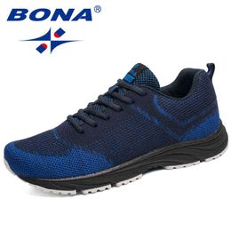 Bona Nieuwe Collectie Populaire Stijl Mannen Running Schoenen Outdoor Walking Comfortabele Sneakers Lace-up Atletische Schoenen voor Mannen H1125