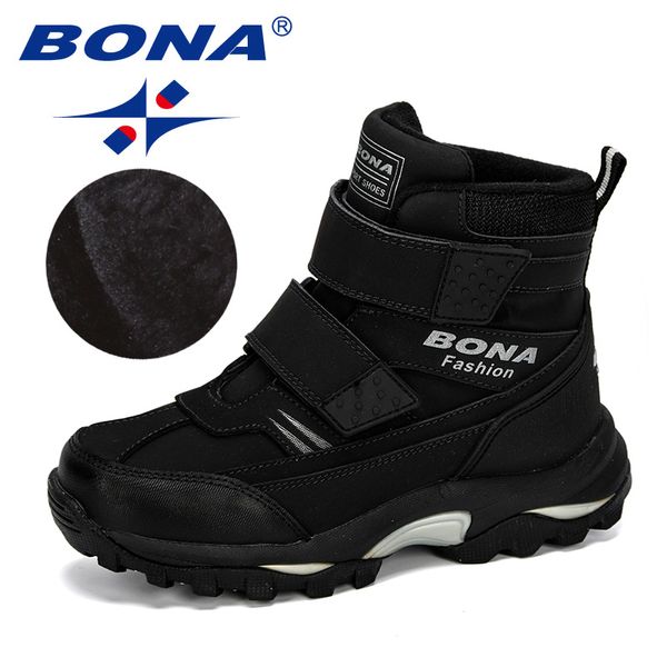 Bona Nuevo Popular Boots de tobillo para niños Gancho de motocicleta y bucle Boots de senderismo al aire libre Calzado de invierno del niño