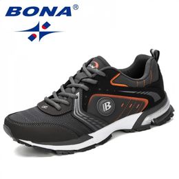 BONA Loopschoenen Mannen Mode Outdoor Licht Ademende Sneakers Man Lace-Up Sport Wandelschoenen Jogging Schoenen Man Comfortabele 240202
