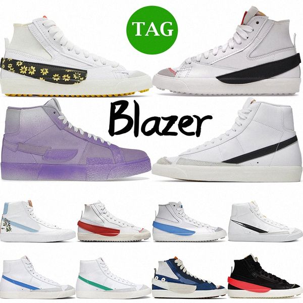 2023 Designer Mid 77 Vintage Hommes Casual Chaussures Blazers Femmes Noir Noir Bright Crimson Blanc Habanero Red Sport Baskets Baskets Skateboard