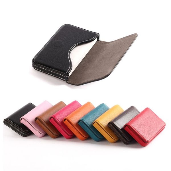 BONAMIE grande capacité unisexe porte-cartes de visite pochette d'identité femmes Pu cuir boîte à cartes homme support noir marron Dropship2633