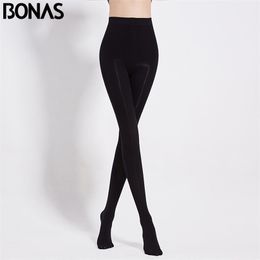 Bonas 2 stks / partij super elastische fluwelen leggings 80D vrouwen herfst lente warme vrouwelijke dunne collant stretchy 211204