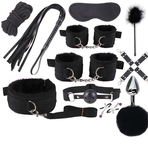 Bondage 23 BDSM Restricción Set Nylon Restricción Dependiente Mano Cuff Collar Whip Neck Insert Sex Toy 230720