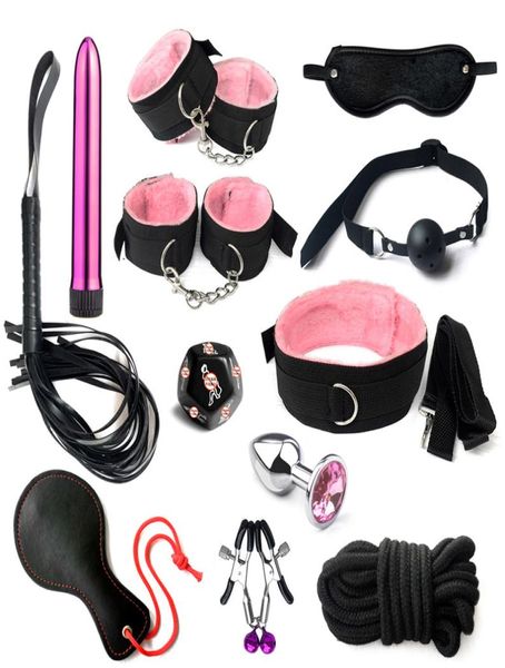 Bondage Adultos BDSM principiantes kit de tortura paquete combinado 12 juegos de educación sexual productos masculinos y femeninos maestro alternativo slav2661370