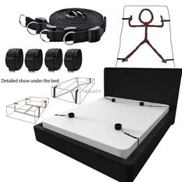 Kit de ataduras de cama Bondage BDSM, sistema de sujeción de piernas y muñecas, ataduras de cama con puños de tobillo, soporte de posición de Bondage sexual, juego sexual