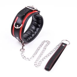 Bondage Bdsm Collier En Cuir Et Fer Chaîne Lien Éponge Remplissage Bdsm Esclave Colliers Femmes Bondage Collier Sex Toys Pour Couples Adultes 230710