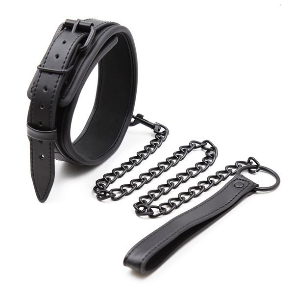 Bondage Bdsm Collar de cuero y cadena de hierro Link bdsm Slave Collar Juguetes sexuales para parejas Adultos Restricciones 230714