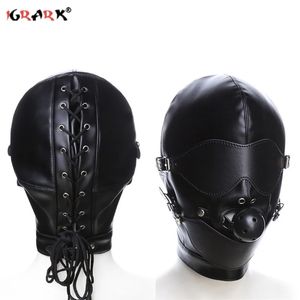 Bondage BDSM Sex Mask Fetish Hood avec Gags Cuir Privation Sensorielle Hood Adulte Jeux d'Esclave Tête Complète Sex Toys pour Femmes Hommes 240109