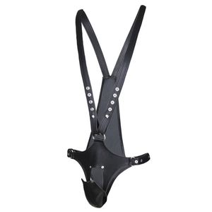 Bondage Erotische Dessous Fetisch Männer Strap Sexy Penis Hosen Schwarz PU Leder Einstellbar Porno Dessous BDSM Bondage Sexy Kostüme 230710