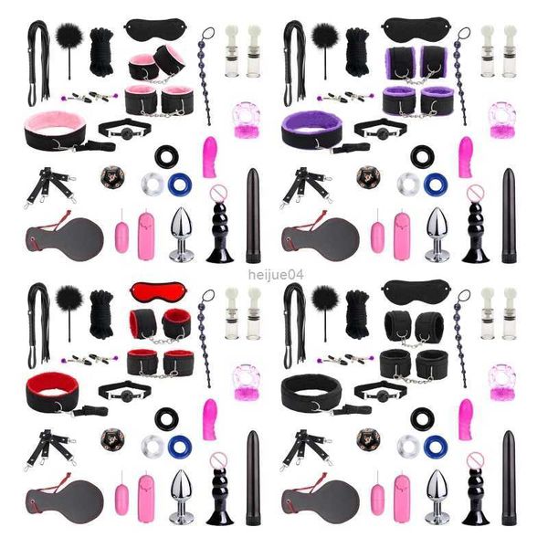 Jouets sexuels exotiques BDSM en peluche, Kit de retenue, fouet Gag, jouets sexuels U1JD