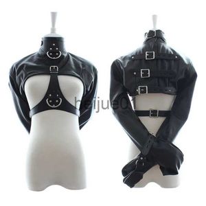 Bondage Femme BDSM Bondage Poitrine Exposée PU Cuir Carcan Retenue Corps Harnais Veste Manches Longues Jouer Flirter Femmes x0928