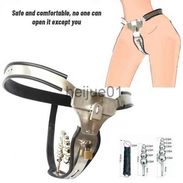 Bondage Female EMCC Cinturón de castidad de silicona de acero inoxidable con diseño de escudo con enchufe anal Pantalones vaginales Dispositivo Adulto Juguetes sexuales Mujeres x0928