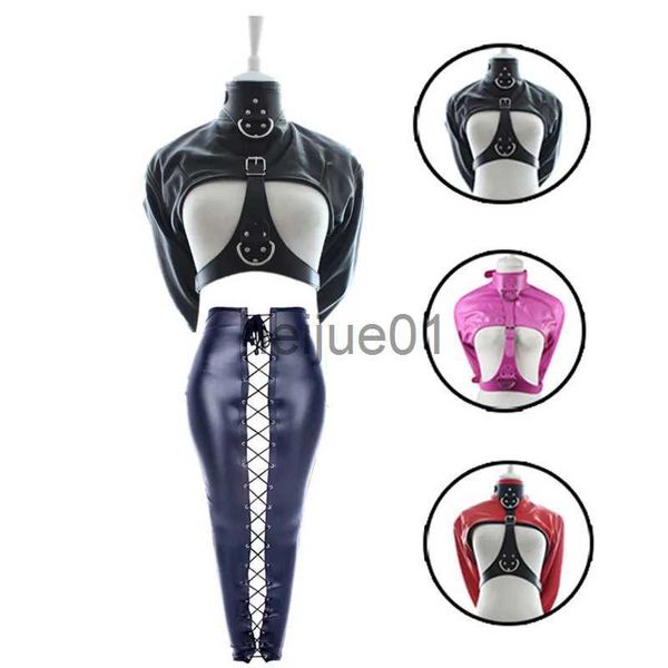 Harnais de corps en cuir PU pour femme, coupe ouverte, poitrine nue, veste droite, BDSM, bondage, jambe de sirène, sac de retenue, jouets sexuels pour adultes x0928