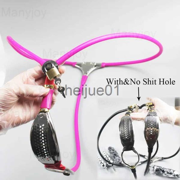 Ceinture de chasteté en silicone en acier inoxydable pour femmes, sous-vêtements invisibles, plug anal vaginal, trou du cul, BDSM, verrouillage pour femmes x0928