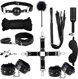 Bondage pour le sexe 11 PCS BDSM Cuir Ensembles de servitude Kits de retenue pour les femmes et les couples