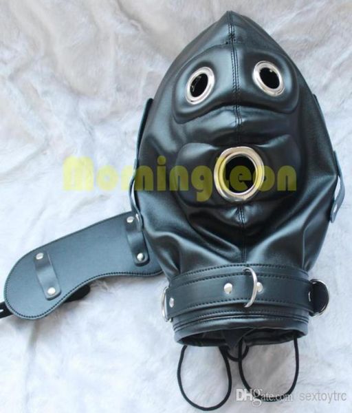 Équipement de bondage BDSM Restrain Couverture complète Masque à capuche Faux Cuir Gimp Zentai Costume Sexy Museau Fétiche Sex Toy Détachable B03060201183649