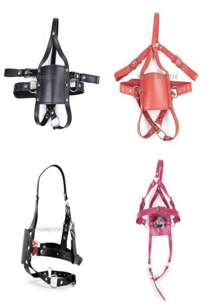 Bondage Gothic Slave Leather Mask Mask Open Gag Head Restraits Harness Prisoner Face Au794684838