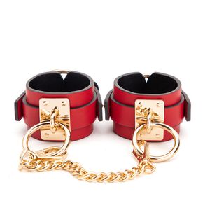 Bondage de haute qualité en cuir menottes rouges menottes masque pour les yeux collier sexy jeux pour adultes érotiques Bdsm jouets sexuels pour les femmes amoureux 230824