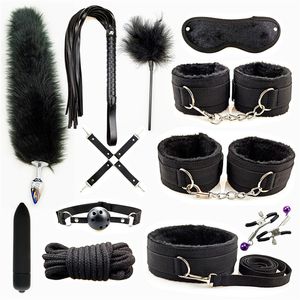 Bondage Leather BDSM Kit Bondage Set Jouets pour adultes Jeux de sexe Menottes Fouet sm Kits de jouets sexuels Accessoires exotiques Jouets sexuels érotiques pour couples 230720