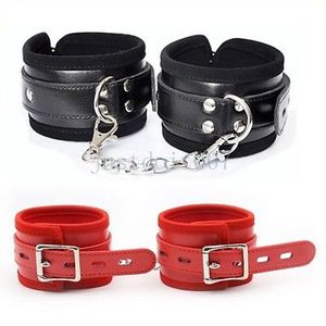 Bondage Esposas de cuero Restricciones Muñeca Esposas de mano Pie Tobillo Cuff Grillete # R98