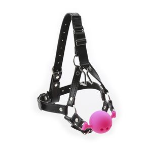 Bondage Lederen Harnas Open Mond Ball Gags Roestvrijstalen Neus Haak Apparaat Volwassen Passie Flirten BDSM Sex Games Product Speelgoed