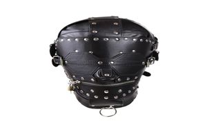 Bondage lederen kap voor volwassenen spelen games volledige maskers fetisj voor seksvergrendeling blinddoek bondage tools3540247