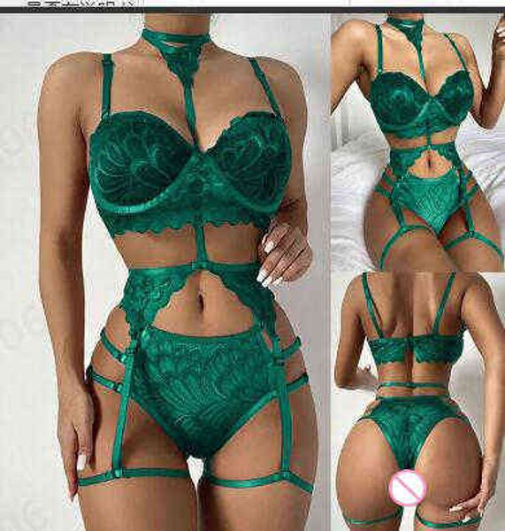 Bondage Lingerie Babydoll Sexy Soutien-Gorge Culotte Jarretière Ensemble Bleu Vert Porno Sous-Vêtements Exotiques Pijamas Femmes Bikini Lingerie Sex Come L220727