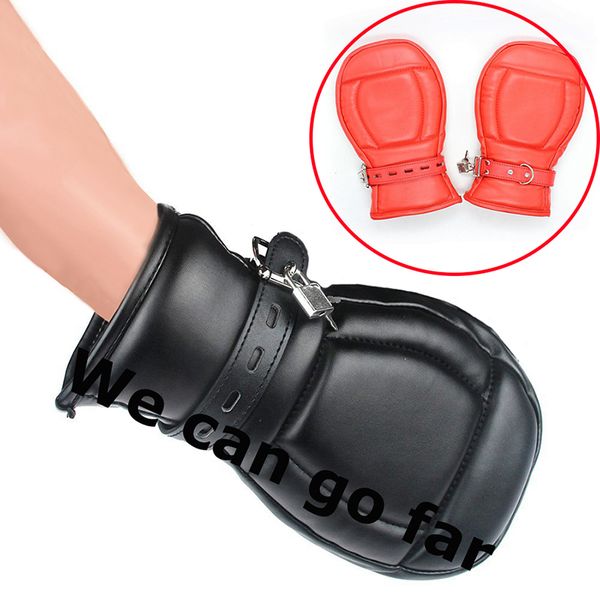 Manoplas Bondage BDSM, guantes de cuero, manoplas de puño acolchadas con pata de perro, esposas sexys, juguetes para cachorros para adultos