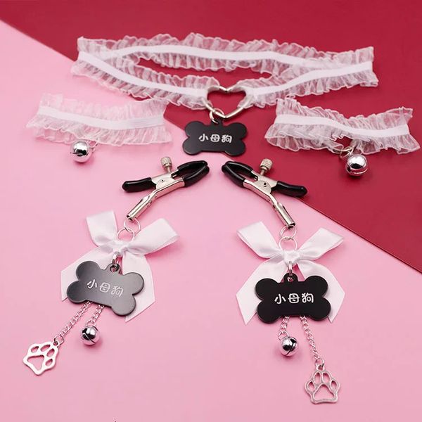 Bondage Rose Femme Sexy Réglable Nipple Clamp Bracelet Collier Sein Bdsm Petite Cloche Adulte Fétiche Flirter Taquiner Sex Toy Pour Couples 231101