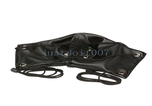 Bondage PU cuir demi-masque capuche bouche Gag harnais retenue prise orale Couple jeu R989051169