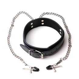 Bondage Restraint Equipment metalen ketting tepel klem verstelbare nek kraag volwassen erotisch seksspeeltjes voor vrouw mannen paren spel