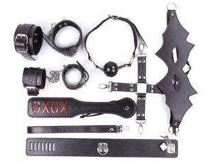 Bondage set 7 kits para esposas de los juegos previos esposores con los ojos vendados esposas del tobillo del tobillo con los ojos vendados cuero bat bola bola bola bdsm5730700