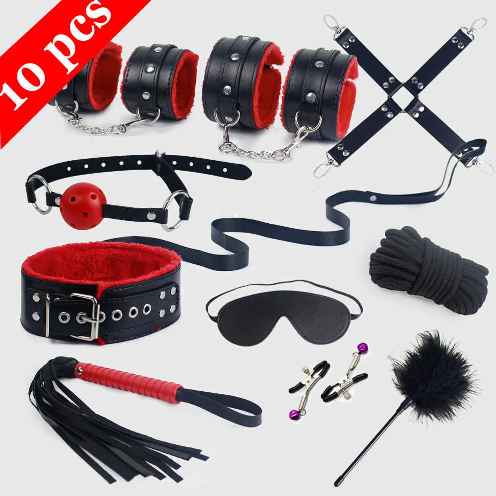 Bondage Set Juegos De Cama Adultos Esposas Pinzas Para Pezones Látigo Nalgadas Anal Plug Vibrador SM Kits Juguetes Sexuales Para Parejas Erótico 50% Venta En Línea Barata De 19,17 € DHgate