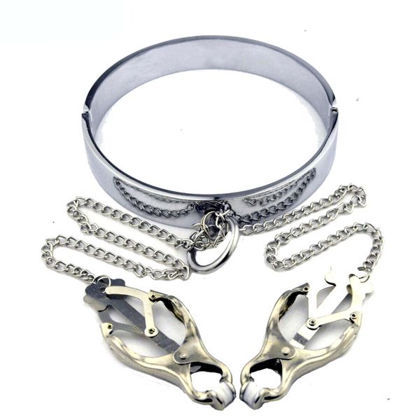 Ensemble de Bondage collier en métal avec pince à téton, chaîne de Clip de poitrine, jouets sexuels SM pour femmes, jeux pour adultes, fétiche