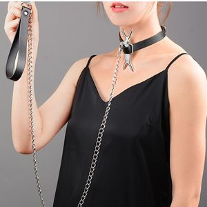 Bondage Sexy bdsm Réglable Collier En Cuir En Acier Inoxydable Hérétiques Fourche Cosplay Ensemble Érotique Positionnement Bandage Sex Toys pour Hommes / Femmes 230710