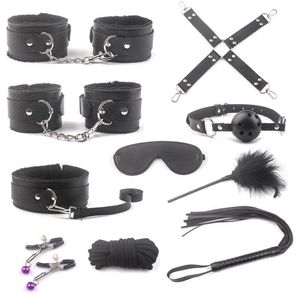 Bondage Producto sexy Juguete sexual Adulto bdsm Juego de encuadernación sexual de cuero Manguito de mano Pezón Abrazadera Látigo Cuerda Juguete sexual 230719