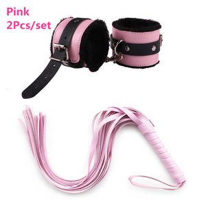 Bondage Esclave Ensemble de Menottes en cuir Corde Corps Slap Sangle Fessée Battre Gland Fouet pour Bdsm Jeu Adulte Lash Flog Outil Sex Toy 221130