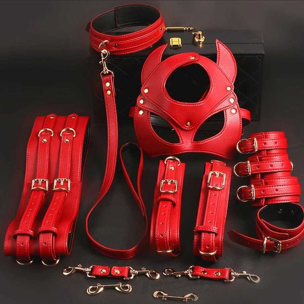 Bondage Thierry BDSM Bondage Restraint Kits Esposas Collar Muñeca Tobillo Pierna Muslo Puños Cinturón Cinturón Máscara Juguetes sexuales para parejas Juego para adultos