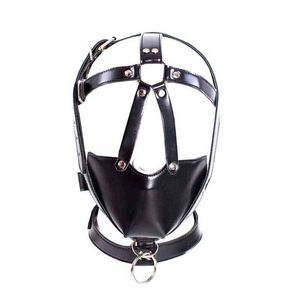 Bondages en cuir fétichiste, couvre-chef de retenue, masque à capuche, jeu d'esclave BDSM, jouet sexuel pour femme, homme, chat, 1122