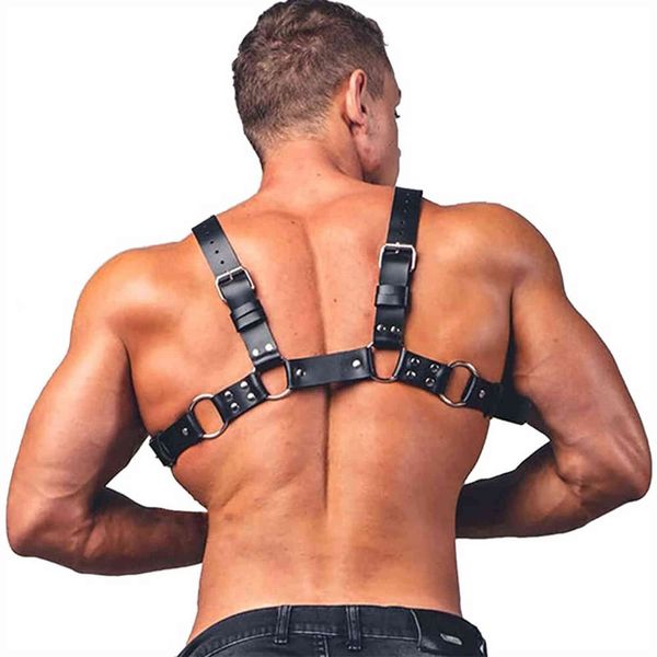 Bondages sexe Bondage harnais pour homme réglable en cuir corps poitrine demi Punk ceinture Gay Clubwear Costume 1122