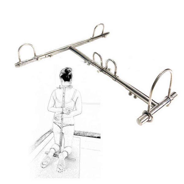 Bondages en acier inoxydable BDSM Bondage à genoux Torture Contraintes Menottes Menottes Collier Collier Ensemble Sex Toys Pour Couples Esclave 1122