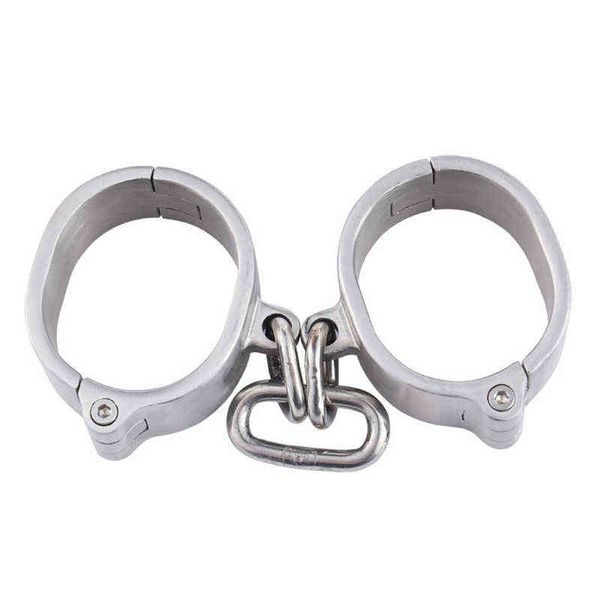 Bondage Acero inoxidable BDSM Bondage Male Handcuff Muñeca Metal Tobillo CuffsBinding Bolt Lock Gay Fetish Slave Restricciones Juguetes sexuales 1122