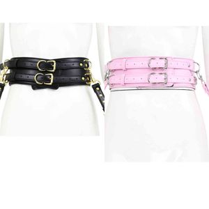 Bondages Dames Nieuwe Harajuku Corset Straps Metalen Ring Lederen Punk Haak BDSM Vrouwelijke Kuisheidsgordel Sexy Handgemaakte Unisex Kouseband 1122