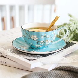 Porcelaine haut de gamme thé de l'après-midi tasse à café soucoupe assiette Plate en céramique créative assiette à Dessert aux fruits thé noir el décoration 240113