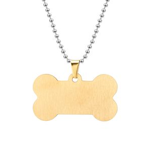 Etiqueta de perro personalizada de hueso, etiqueta en blanco de metal para mascotas, tarjeta de identificación de doble cara de acero inoxidable, grabado GF159