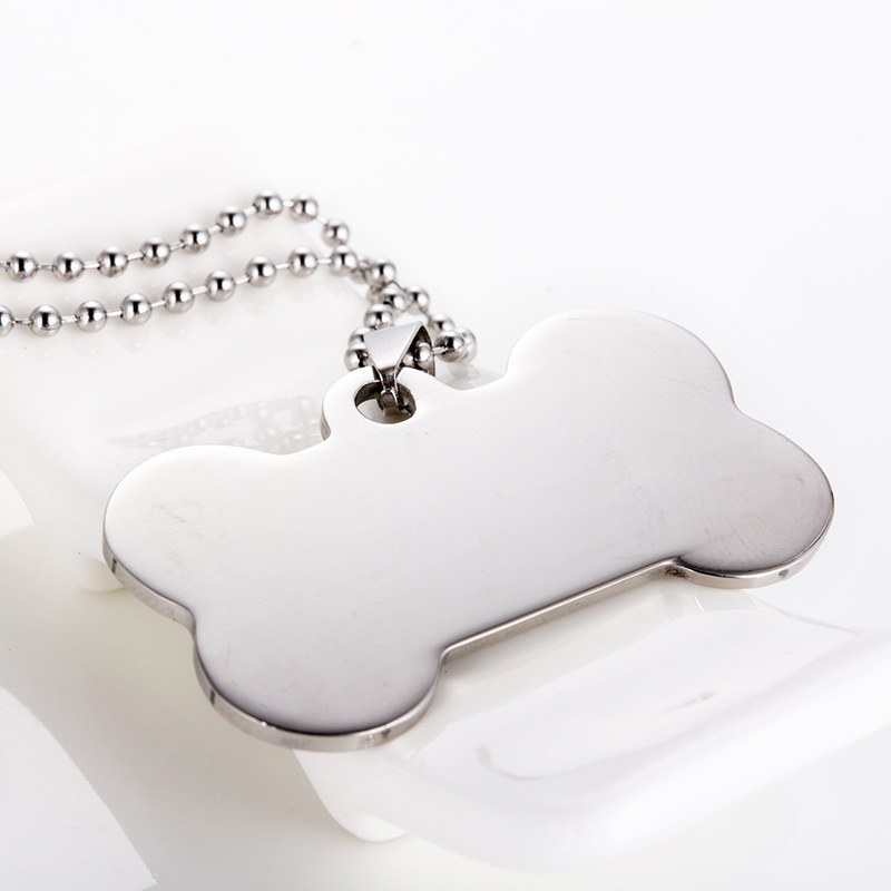 Etiqueta de perro personalizada de hueso, etiqueta en blanco de metal para mascotas, grabado de tarjeta de identificación de doble cara de acero inoxidable GF158