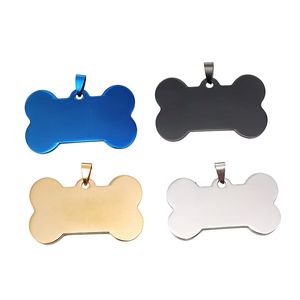 Étiquette de chien personnalisée en forme d'os Étiquette vierge en métal pour chien de compagnie en acier inoxydable Double face Carte d'identité militaire Étiquettes vierges gravées pour animaux de compagnie BH2842 TQQ